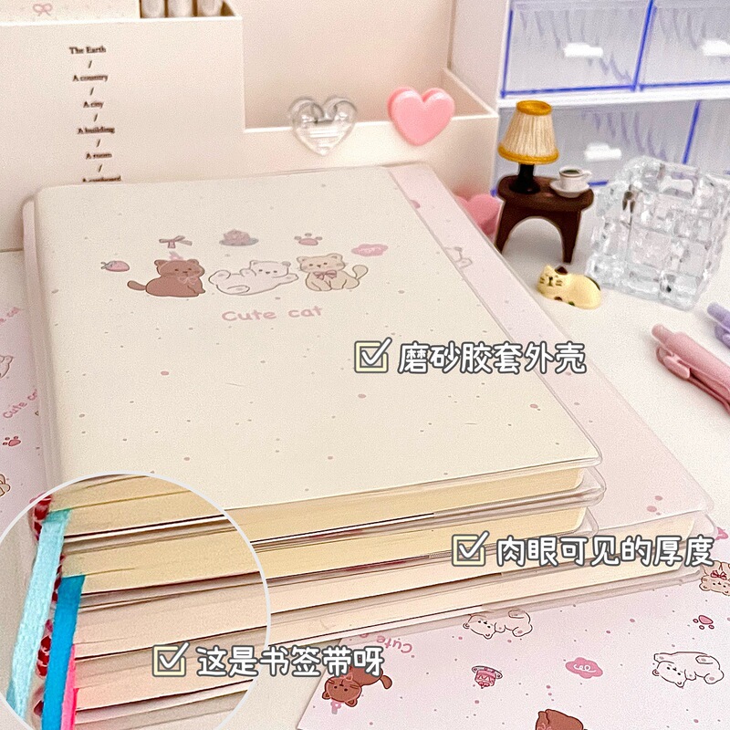 新しいかわいい子猫ゴムスリーブイン高価値漫画メモ帳学生肥厚水平線ノートブック卸売|undefined
