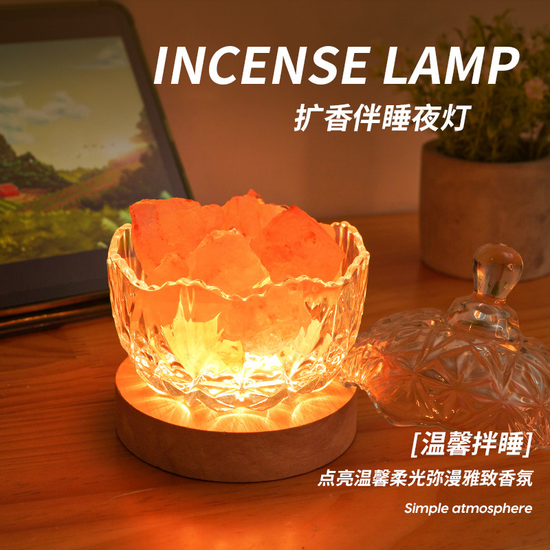 Salt Lamp Aromatherapy Lamp Crystal Table Lamp Bedroom INS Girl Bedside Table Lamp Table Lamp Decoration Typhoon Advanced Sense Internet Celebrity Salt Lamp Aromatherapy Lamp Crystal Table Lamp Bedroom INS Girl Bedside Table Lamp Table Lamp Decoration Typhoon Advanced Sense Internet Celebrity