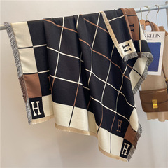 羊絨圍巾手感格子流蘇披肩情侶保暖仿羊絨圍巾百搭車內防寒小毛毯