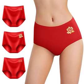 万圣节提臀三角裤收腹女士内裤高腰圣诞大红亚马逊外贸大码内裤