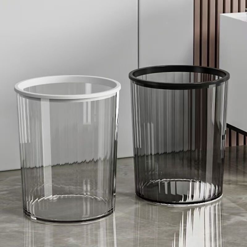 High-Transparency Luxury Trash Can for Home Use, Large Capacity Trash Bin, Transparent Trash Can, Modern Elevated Universal Flower Pot, Plastic