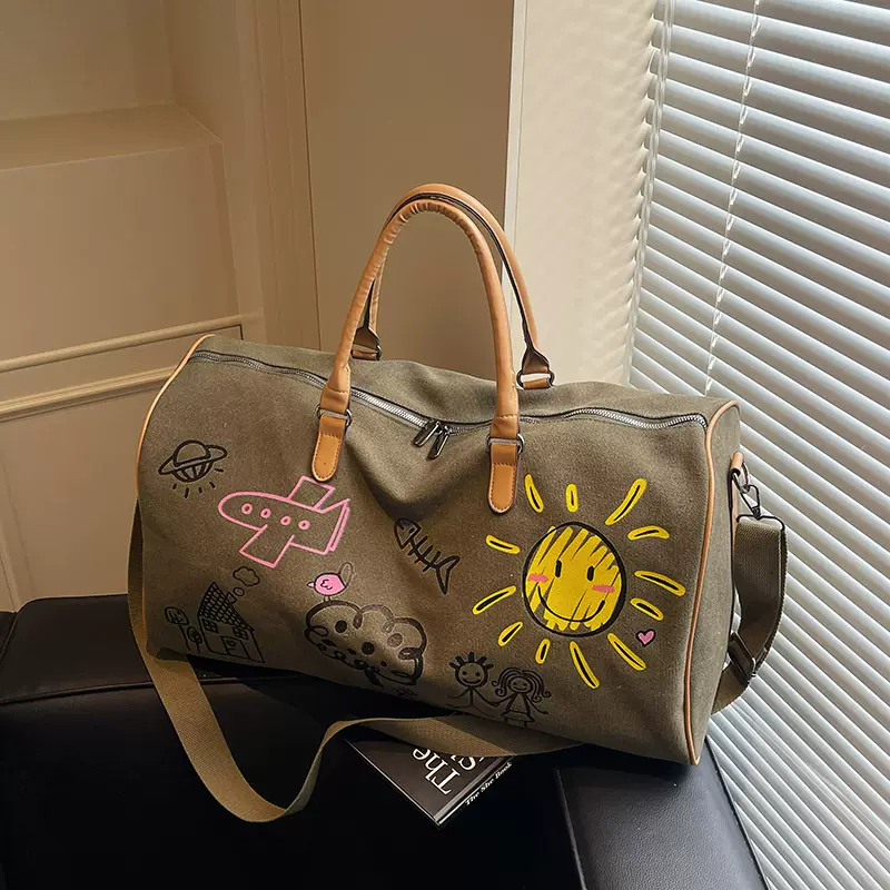 涂鸦个性旅行包潮洋气健身包出差行李袋大容量印logo瑜伽包