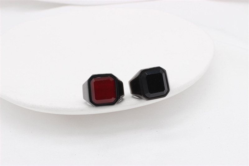 21g Weight Artificial Gemstones Inlay Material Rings Classification 1 Piece Quantity Holiday, Banquet Occasion Titanium Steel Material Square Pattern Men's Gender Inlay Design Simple Style Style Simple Style Square Titanium Steel Inlay Artificial Gemstones Men's Rings 2