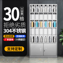 304ステンレス製水筒キャビネット工場作業場ティーカップ収納キャビネット従業員用ティーウォーターキャビネット多格子収納キャビネット水筒ホルダー