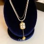 双层方形法式复古风毛衣链