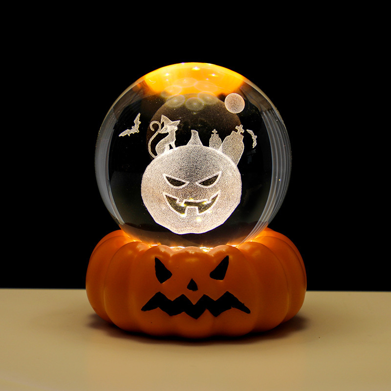 ハロウィン スカル パンプキンランプ ゴースト クリスタルボール ナイトライト ホームデコレーション 雰囲気ランプ クリエイティブ デスクトップオーナメント|undefined