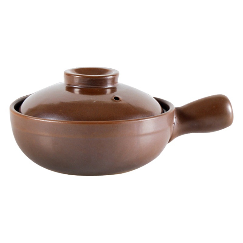 Fuego abierto de alta temperatura resistente cazuela de arcilla hogar comercial amarillo estofado pollo arroz olla con mango arroz fideos de arroz cazuela de arcilla image 1