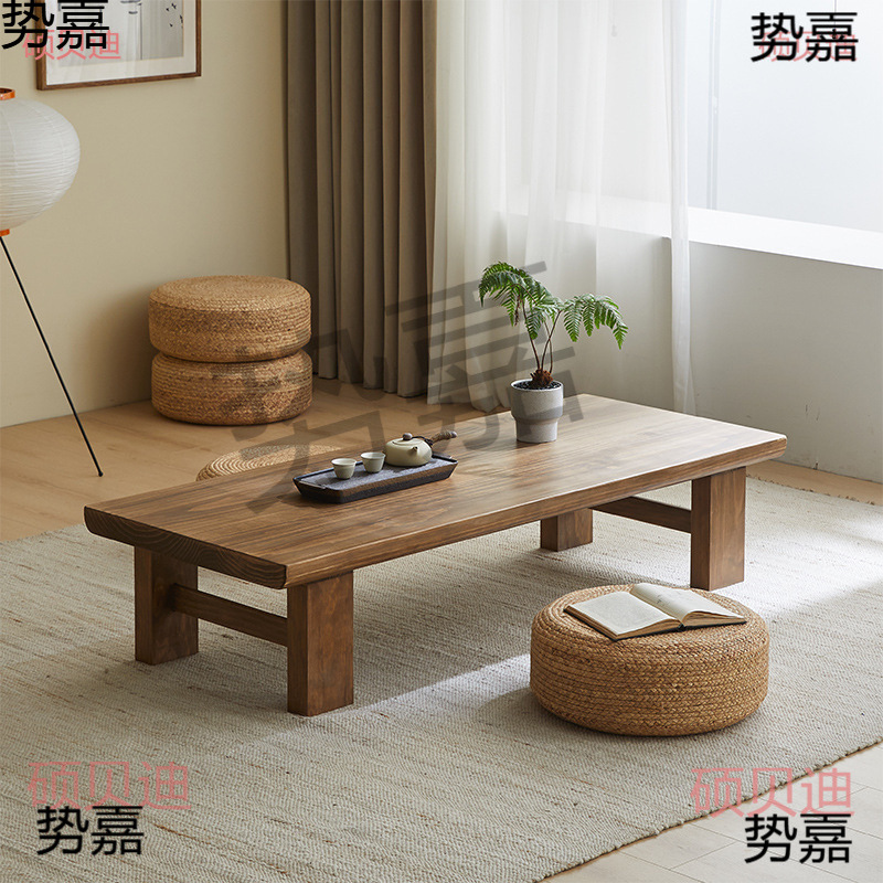 New Chinese-Style Japanese Solid Wood Coffee Table Tatami Table Low Table Zen Kang Table Functional Long Floor Table Balcony Small Coffee Table