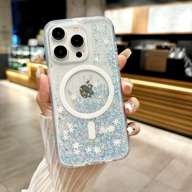 滴胶闪粉渐变流沙磁吸苹果iPhone17promax适用苹果16透明15手机壳|undefined
