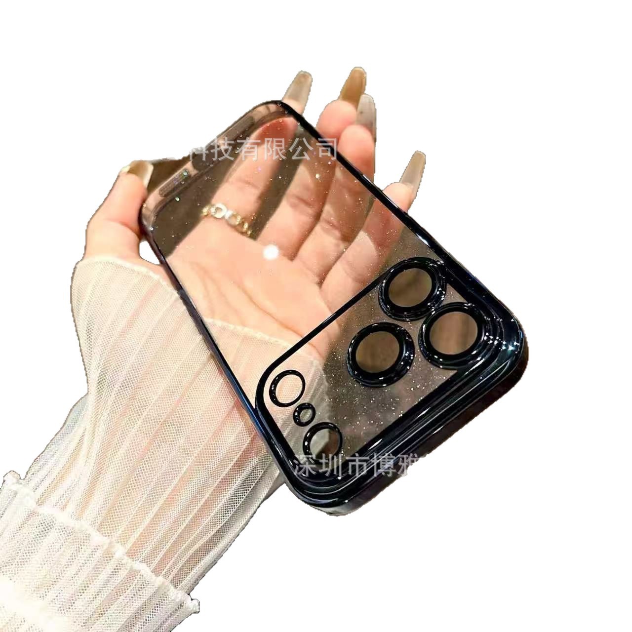Aplicable para iPhone 17 Promax galvanizado polvo flash teléfono móvil Apple 16 / 15 todo incluido PC Hard Case 14P Case Protector