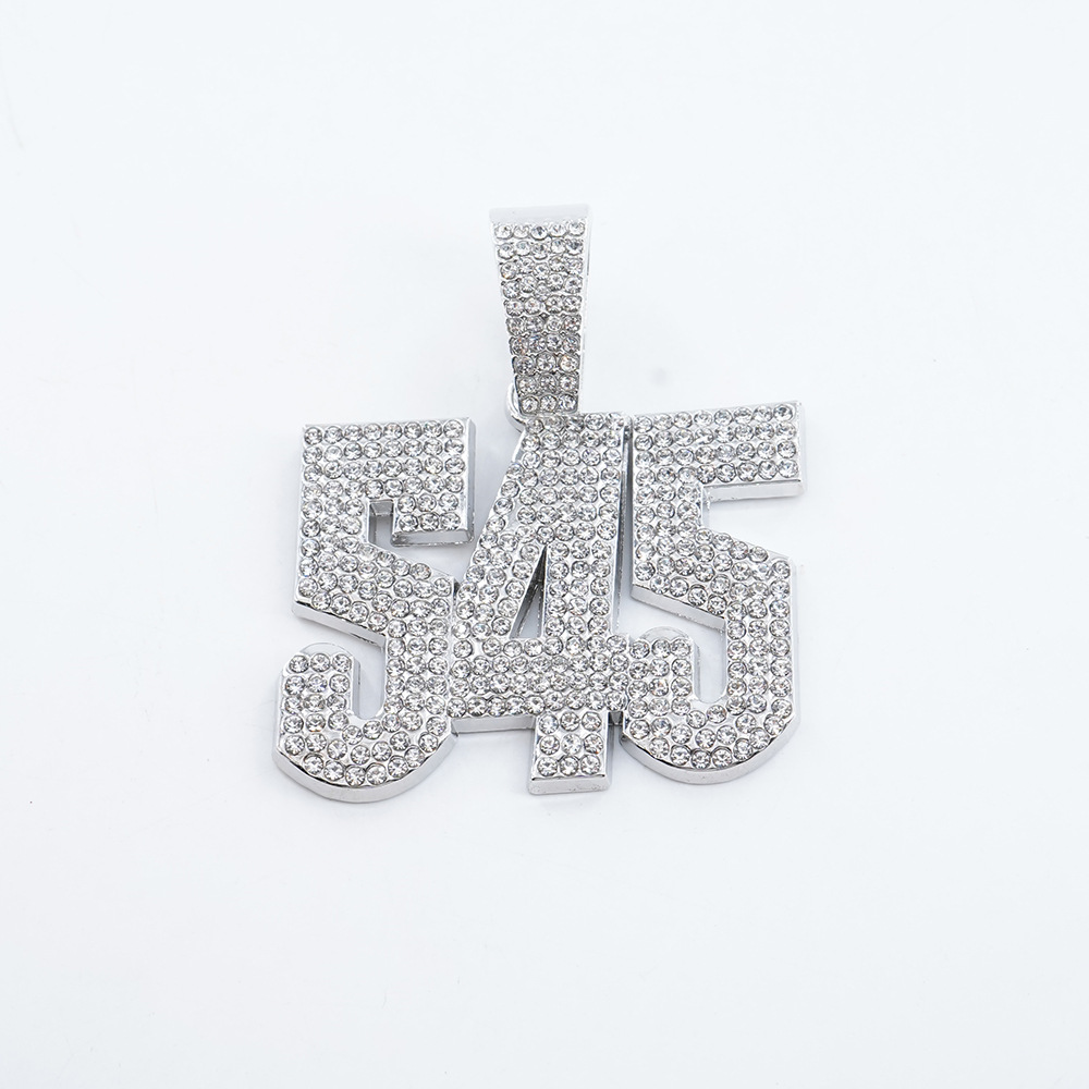 Collar de hip-hop exagerado europeo y americano para hombre con colgante de diamantes completo número 545, diseño estilo callejero, cadena cubana de diamantes brillantes, hecho a medida.