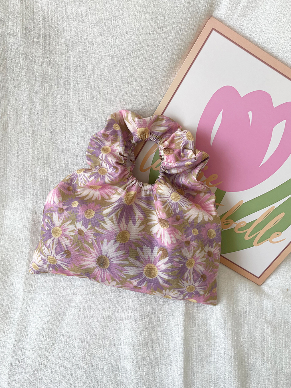 Ins pliegue de encaje bolso de mano mini bolso de muñeca sensación de nicho bolso de algodón bolsa de almacenamiento portátil bolsa de lona