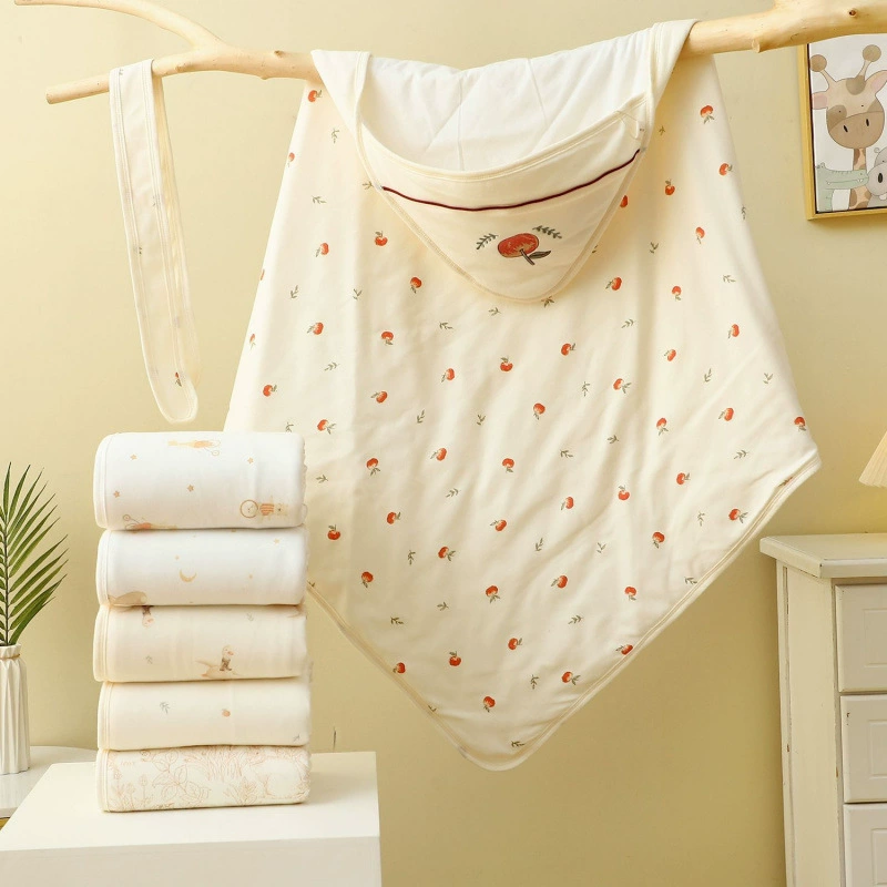 Одеяло для родильного зала из чистого хлопка для новорожденных, пеленка для прогулок с капюшоном, одеяло категории А, универсальное для всех сезонов