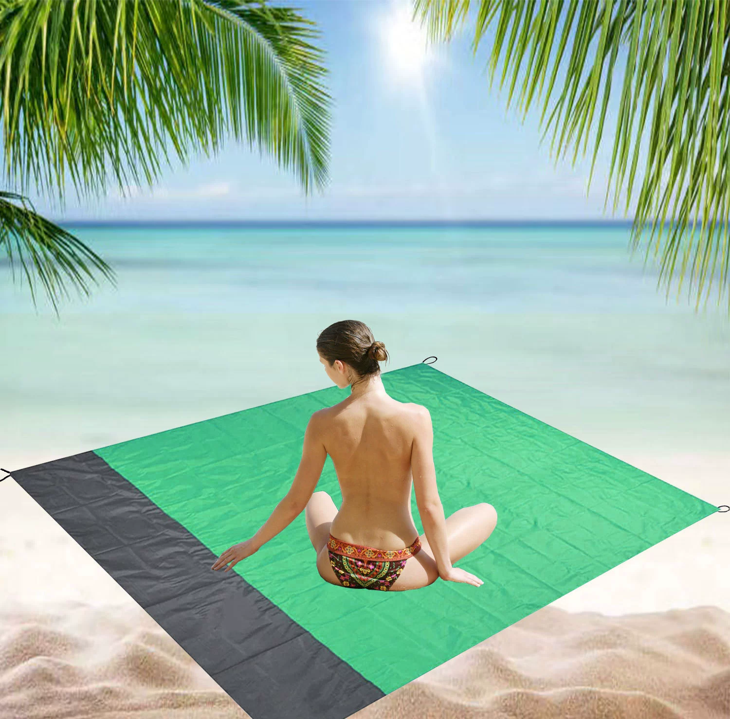 Outdoor Picnic Mat, Sandproof Waterproof Beach Pad 210×200 cm, Lightweight Foldable (0.31 kg)