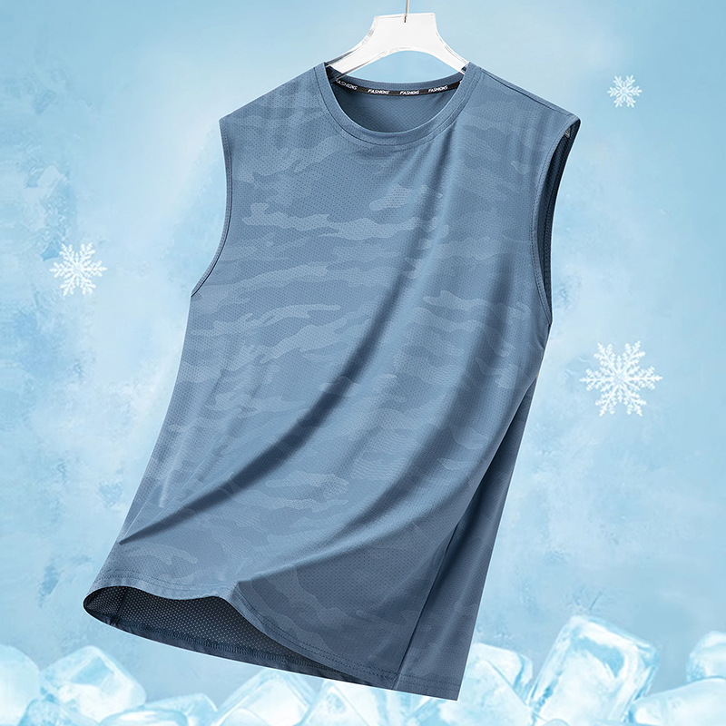 Vest Men's Ice Silk Summer Camouflage Printing Quick-drying Casual Sleeveless T-shirt Men's Cool Loose Sports Top Cross-border Vest Men's Ice Silk Summer Camouflage Printing Quick-drying Casual Sleeveless T-shirt Men's Cool Loose Sports Top Cross-border