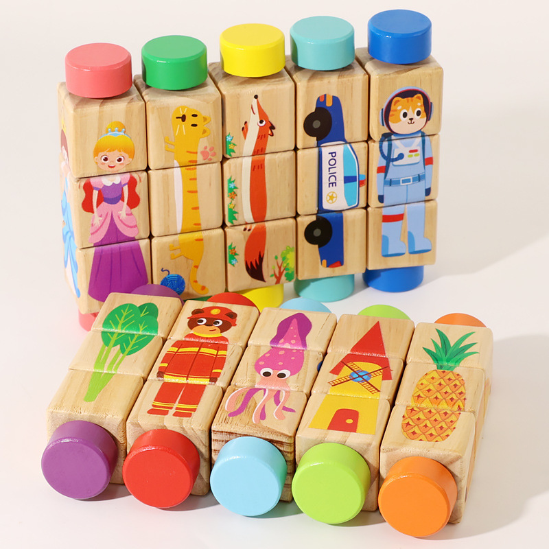 CE CPC 子供の木製動物回転パズルビルディングブロック赤ちゃん早期教育動物認知パズル知育玩具|undefined