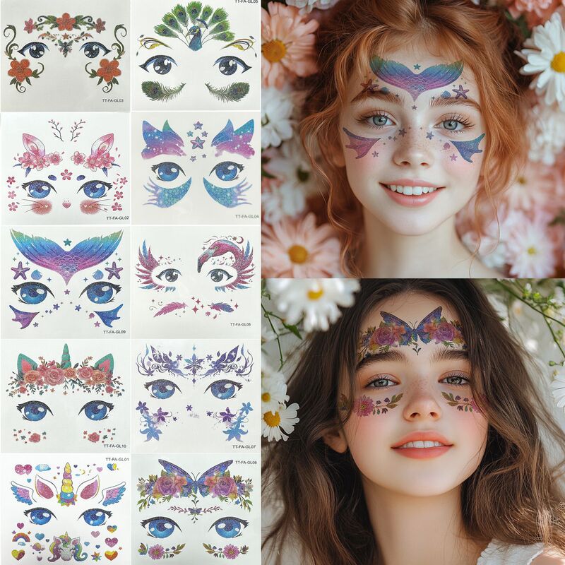 New Advanced Cross-border Children's Children's Makeup Waterproof Tattoo Sticker Color Powder Butterfly Temporary Makeup Tattoo