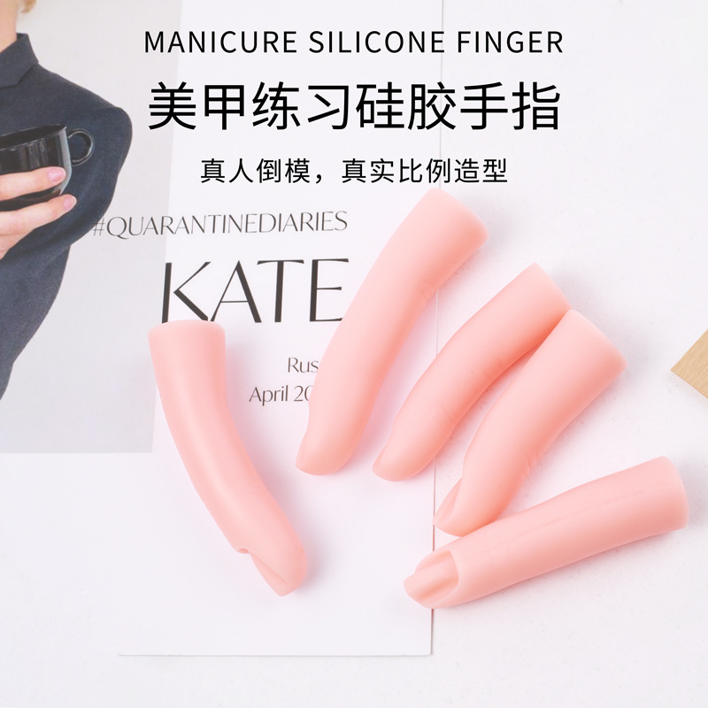 New cross-border nail art silicone fake finger practice finger hand model simulation fake hand nail piece 5 pcs/suit