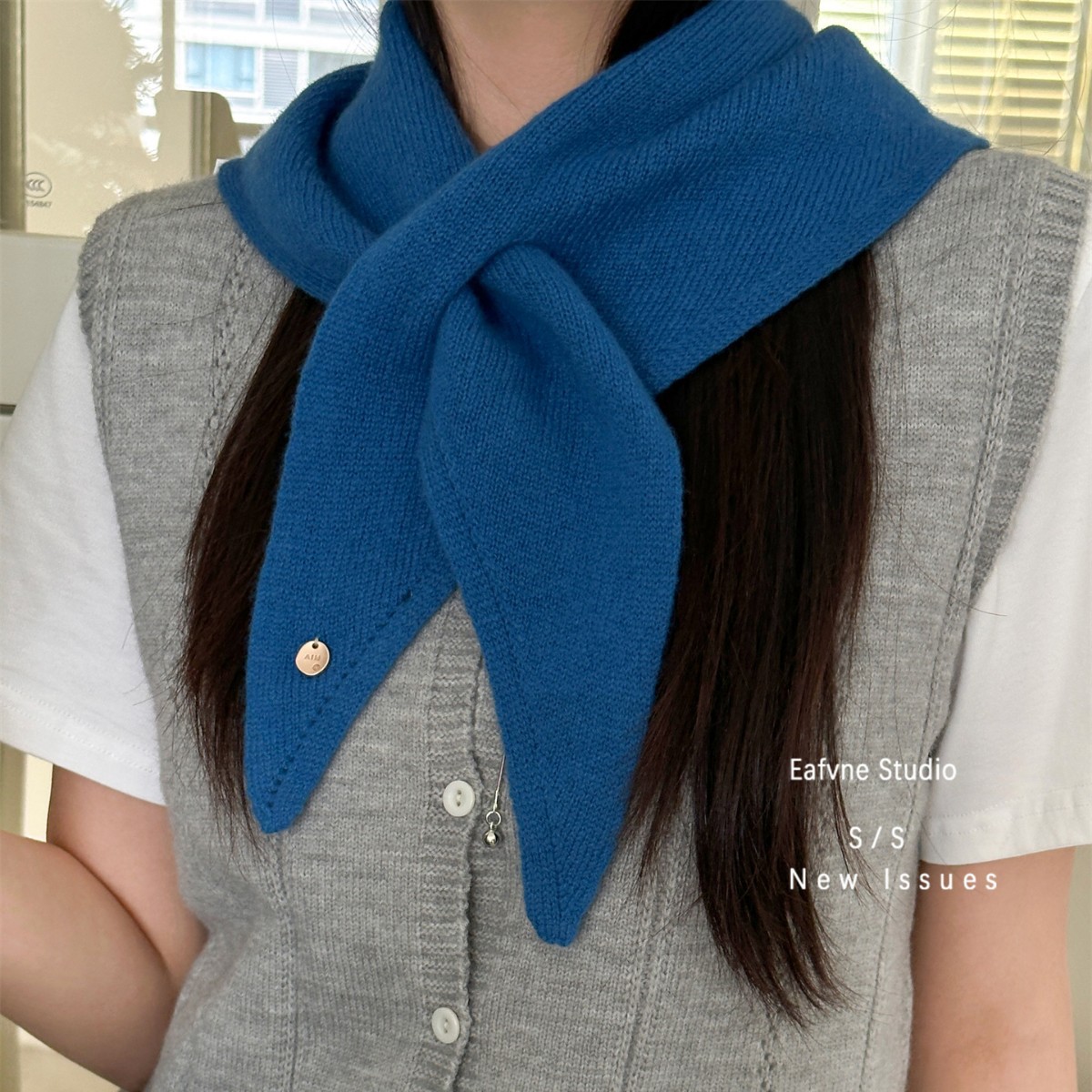 Korean Style 100% Wool Soft Waxy Wool Small Scarf for Women, Versatile Neck Protector, Scarf, Shawl, Outer Wear Ins