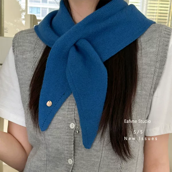 Korean Style 100% Wool Soft Waxy Wool Small Scarf for Women, Versatile Neck Protector, Scarf, Shawl, Outer Wear Ins