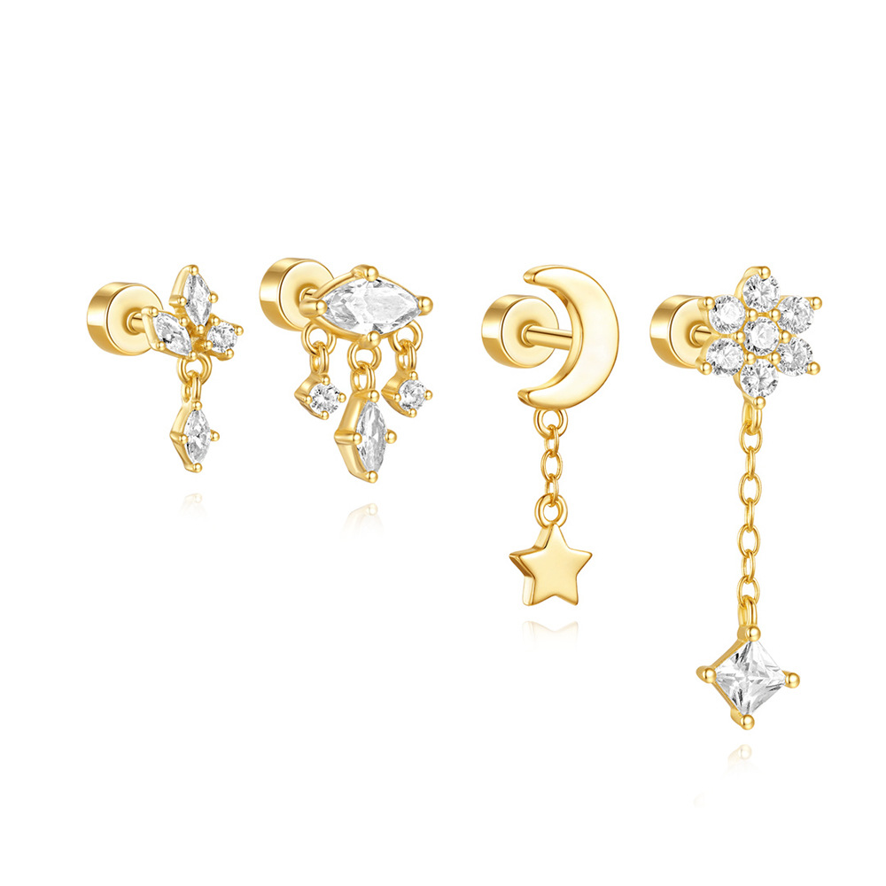3g Weight Zircon Inlay Material Ear Studs Classification Ear Cartilage Rings & Studs Piercing Type 1 Piece Quantity Daily, Festival Occasion 925 Sterling Silver Material Geometric Pattern Unisex Gender Inlay Design Shiny Style 1 Piece Ear Cartilage Rings & Studs Shiny Geometric 925 Sterling Silver Inlay Zircon Ear Cartilage Rings & Studs 20