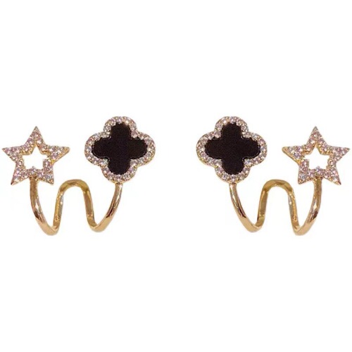 S925 Fashionable Temperament Diamond Flower Pentagram Earrings Stud Earrings Women's Versatile Earrings Jewelry Wholesale