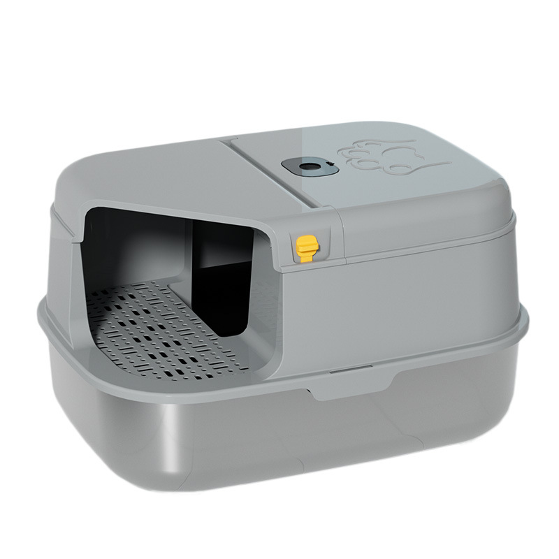 Explosiones transfronterizas de acero inoxidable totalmente cerradas lavabo de arena para gatos super grande anti-spillado desodorante lavabo de arena para gatos tipo pasillo