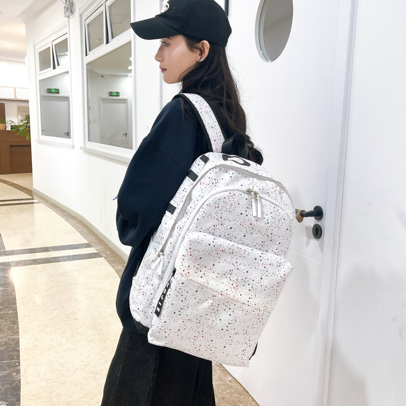 满天星硅胶立体标双肩包男女学生包旅行背包运动书包高中学生书包|undefined