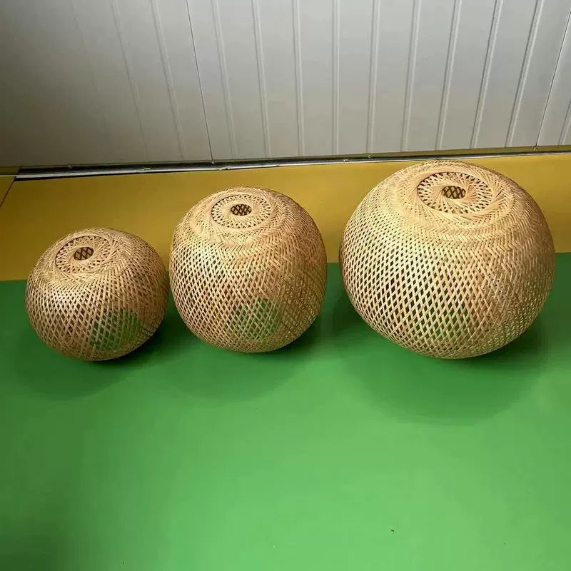 中式竹青球形吊灯田园茶室禅意楼梯间艺术民宿饭店日式侘寂风灯具