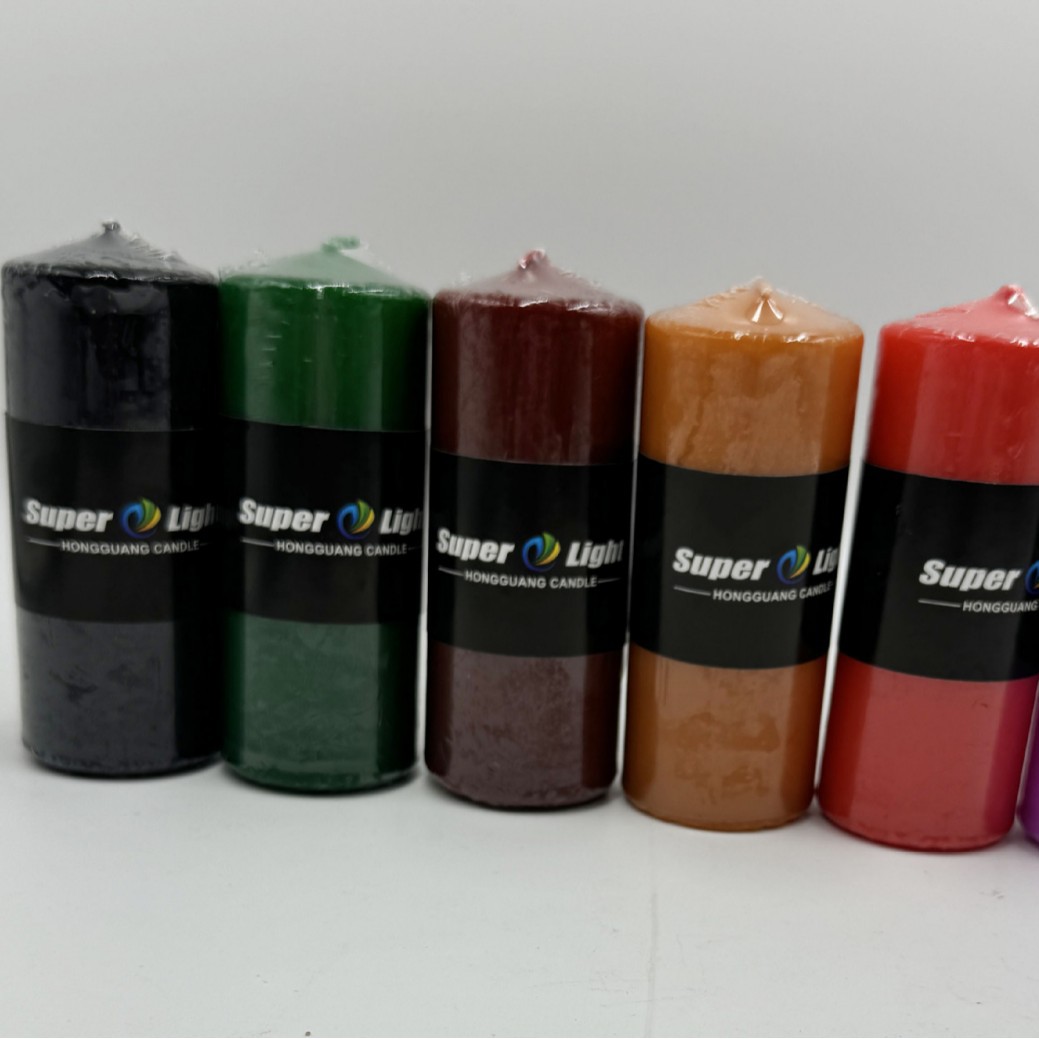 Velas de columna prensadas 3x4 religiosas en colores blanco y surtidos sin humo para aromaterapia