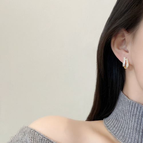 S925 silver needle French high-end design shell geometric earrings super fairy temperament fashion internet celebrity earrings earrings