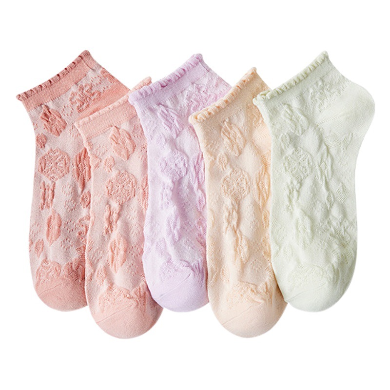 La moda japonesa y coreana aguja gruesa chica burbuja elemento de flor oscura calcetines de corte bajo personalidad JK barco bajo Calcetines suministro de calcetines de mujer