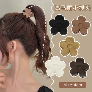 定制网红磨砂花朵发夹女奶咖高马尾抓夹后脑勺发卡固定夹子发饰品