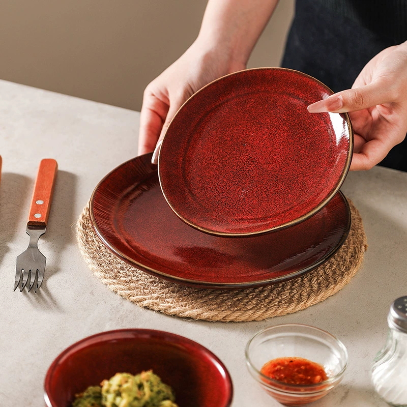 Japanese ceramic tableware for home use, dinner plate, high-quality style