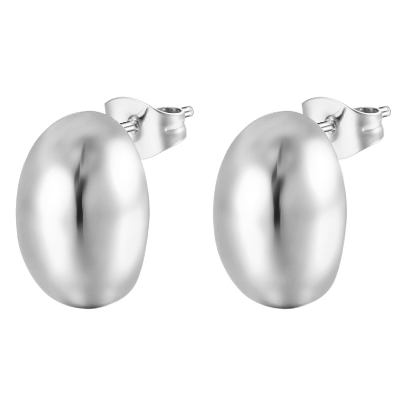 Pendientes de gorrita tejida de estilo europeo y americano transfronterizo pendientes de artículos de moda simples pequeños pendientes de frijol dorado de todos los partidos MATERIAL DE ACERO INOXIDABLE