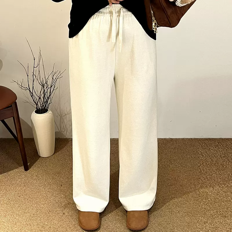 大码女装休闲裤直筒长裤拖地裤2025冬款胖mm百搭宽松阔腿裤NK1335