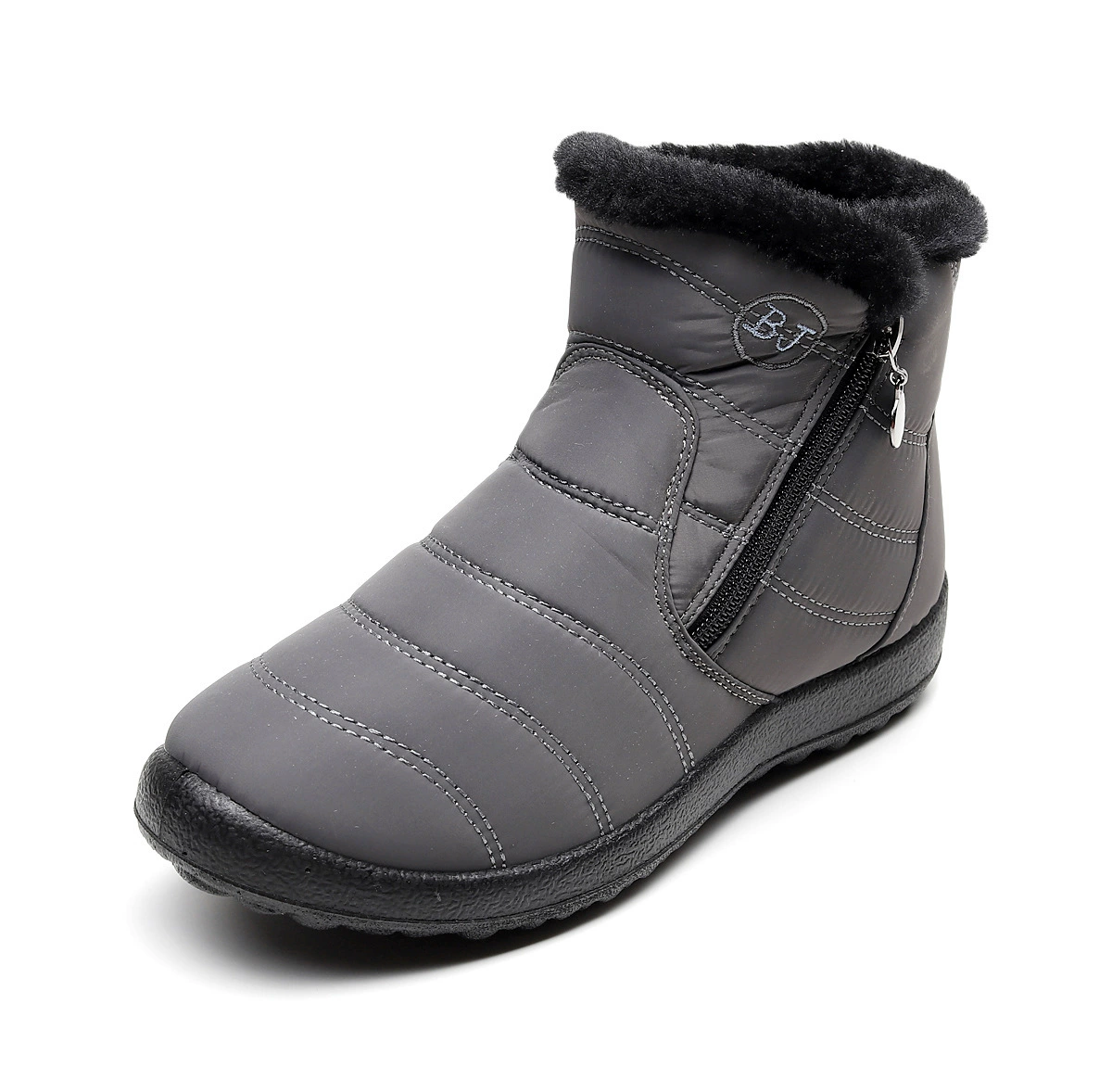 Indoor Non-Slip Boots with Zipper, Mid-Length Fur-Lined Winter Slippers, Multi-Color & Size Options
