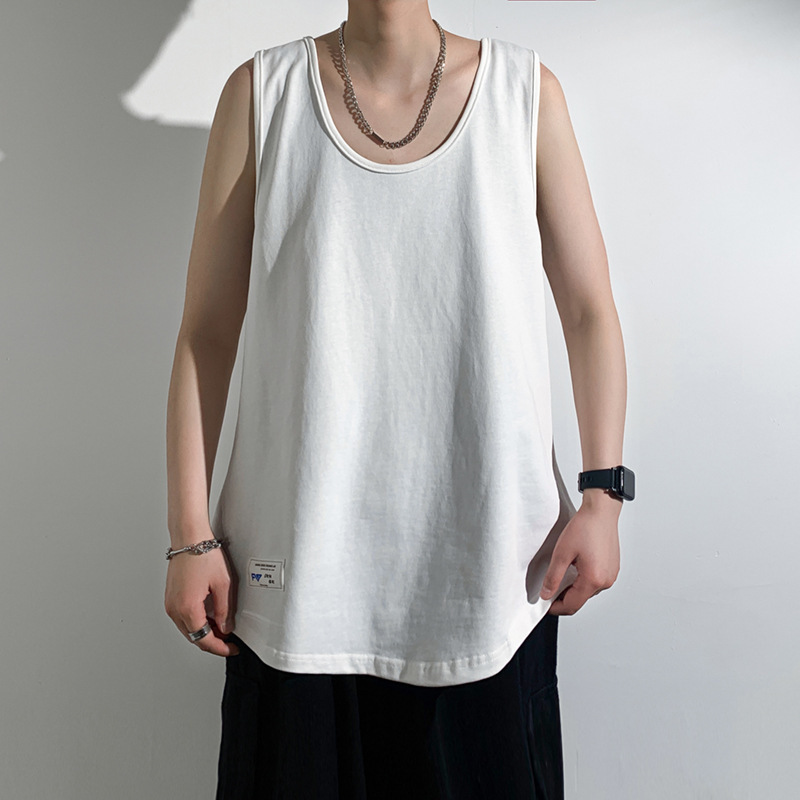 Camiseta de moda casual suelta 2024 verano chaleco de estudiantes de estilo de Hong Kong algodón sin mangas marca de moda ropa al aire libre para hombres