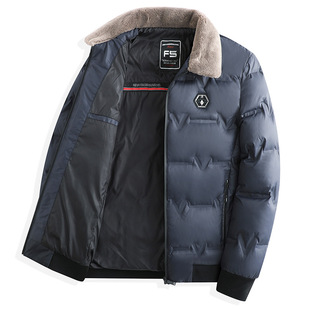 New Middle-aged Dad Winter Coat 2024 New Winter Cotton-padded Men's Short Wool Collar All-match Warm Cotton-padded Coat