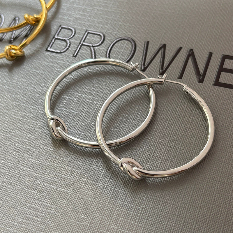 Large Silver Circle Stud Earrings For Women French Style Luxury_voghion.com