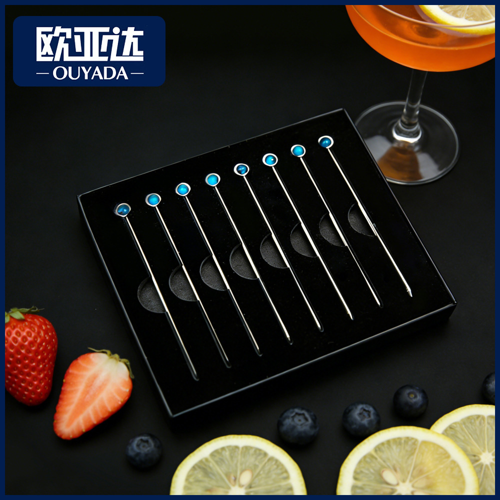 Food grade cocktail pick stainless steel decorative pick milk tea…