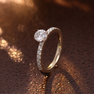 Artificial Cultivated Diamond Ring Classic Round Diamond Ring 18K Gold Cultivated Diamond Simple Ins Style Ring Female Wedding Ring