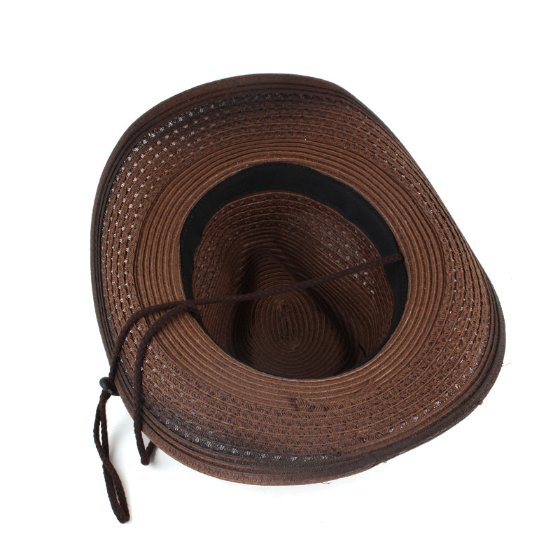 Primavera y verano hombres y mujeres de estilo étnico casual neutro sombrero de paja de estilo europeo y americano curvo ala sombrero al aire libre protección solar sombrero al por mayor