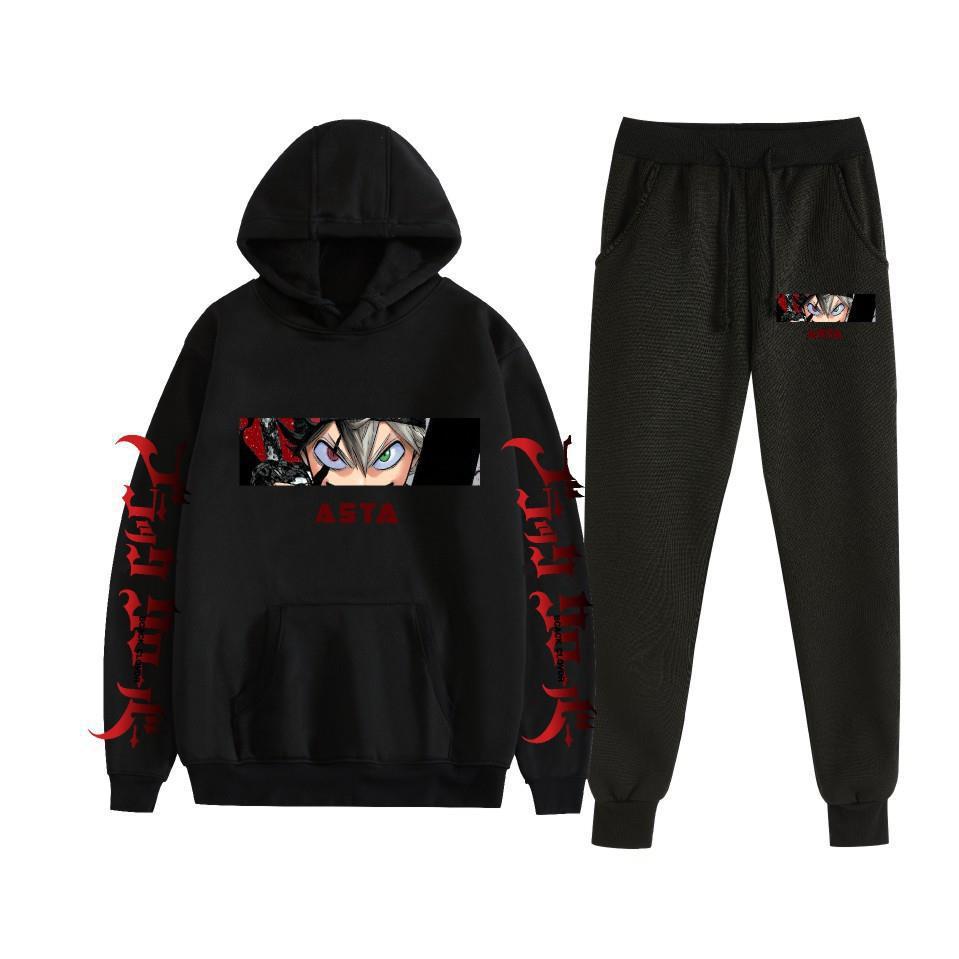 Black Clover negro trébol de cuatro hojas anime estampado sudadera con capucha más suéter de terciopelo anime hoodie transfronterizo