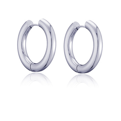 欧美潮流创意耳圈 不锈钢圆圈耳环 简约钛钢圆线耳钉|ms