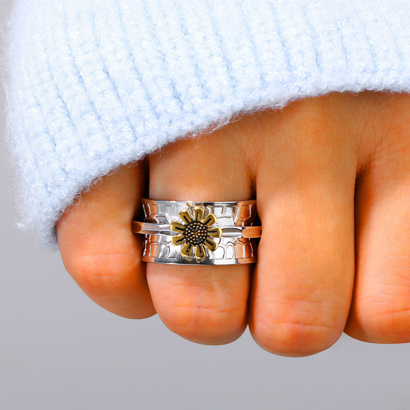 13, 6 Ring Size 1 Piece Quantity Elegant Retro Sunflower Alloy Plating Unisex Rings