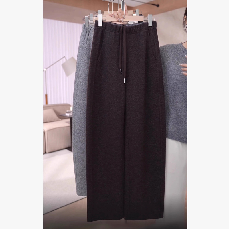 Woolen Scythe Pants for Women, Autumn and Winter 2026 New Style, Casual Sports Sweatpants, Fleece-Lined, Narrow Wide-Leg Banana Pants