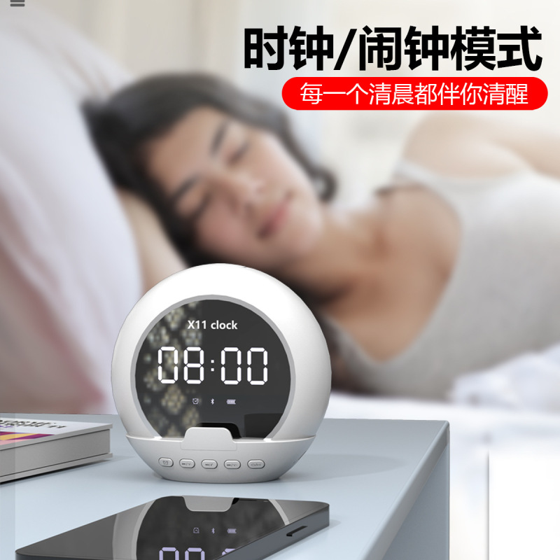 新型無線bluetoothスピーカー多機能目覚まし時計時計温度計デジタル表示携帯電話スタンド重サブウーファ音響|undefined