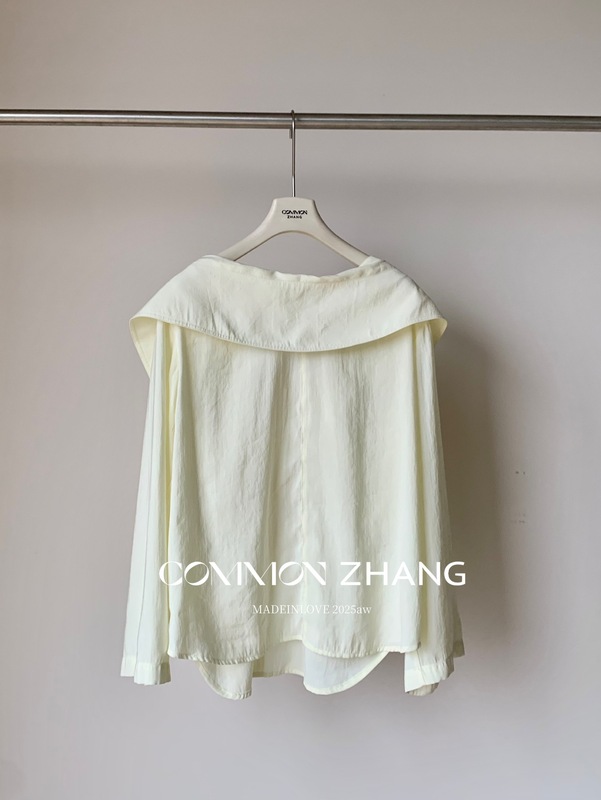 CZ ZHANG秋韩版甜美一字花边领纯色两面穿质感百搭小衫女B33168|undefined