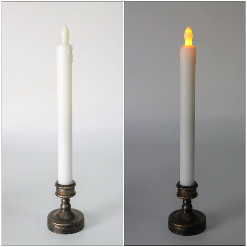 Cross-border hot selling long rod candle with bottom support electronic candle light wedding restaurant decoration bottom pressed long rod wax